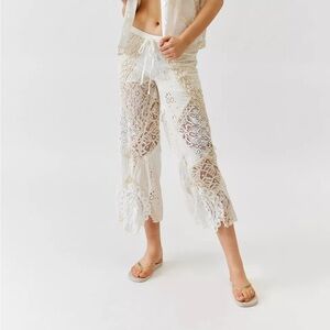 Urban Outfitters Kimchi Blue Heather Embroidered Lace Pull-On Pant